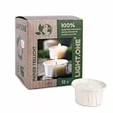 Wenzel Teelichter 12er Set – 6h Brenndauer, CO2-neutral & vegan – Rapswachs Kerzen ohne Aluhülle – Nachhaltig, Made in Germany – plastikfrei & durchsichtig