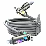 LISEN 4 in 1 Multi Ladekabel, Universal Ladekabel Mehrfach Anschlüsse mit USB C/A/Lightning, 240W USB C Schnellladekabel mit Licht für iPhone 17 16 15 14 Pro/MacBook/iPad/Samsung S25/Switch PS5, 2M