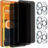 QHOHQ für iPhone 16 Pro für Panzerglas Sichtschutz + Kamera Schutzfolie, Militärstandard Bruchfest, [Full Screen], Top 9H+ Glas, Anti-Spähen Folie, Anti-Kratzer, mit Installationshilfe [3+3 Stück]