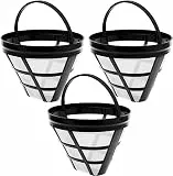 Mineatig Kegel-Kaffeefilter, Wiederverwendbar, 3 Stück, Edelstahl und Nylon, Kompatibel mit Kaffeekocher, Schwarz