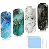 SITAKEGS Hartschalen Brillenetui, 4 Stück tragbare Brillenetuis Chic Multicolor Brillenetui, Glitzer Brillenetui mit Reinigungstuch Brillenschutz für Männer Frauen Reisen Studium Arbeit