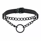 MILAKOO PU Lederhalsband O Ring Halskette mit schwarzer Kette Halsband Halsband