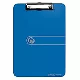 Herlitz 11226396 Klemmbrett, A4, opak mit Klemm-Mechanik, blau