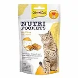 GimCat Nutri Pockets Käse - Knuspriger Katzensnack mit cremiger Füllung und funktionalen Inhaltsstoffen - 1 Beutel (1 x 60 g)