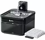 DownyPaws 2.5L Trinkbrunnen für Katze Kabellos, Katzenbrunnen Kabellos mit Bewegungsmelder und Batteriebetrieben, 4000mAh, Leise Wasserpumpe, Tablett aus Edelstahl für Katze, Schwarz mit 6 Filters