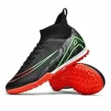 Xuanke Fußballschuhe Herren High Top Spike Cleats Outdoor Athletics Fußballschuhe Kinder Professionelle Trainingsschuhe Atmungsaktive Sport Fußball Stiefel Wettkampf AG/TF (Schwarz TF 5,42)