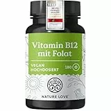 NATURE LOVE® Vitamin B12 Vegan - 500 µg pro Tagesdosis - 180 Tabletten - Beide aktive Formen Adenosyl- & Methylcobalamin + Depot + Folat 5-MTHF aus Quatrefolic® - Hochdosiert und laborgeprüft