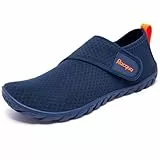 Racqua Wasserschuhe Strandschuhe Herren Schwimmschuhe Damen Badeschuhe Mit Klettverschluss Schwimmen Strandschuhe Frauen Barfuss Schnelltrocken Wasserschuhe Unisex Blau/Orange EU42