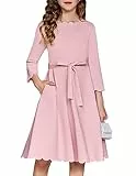 Arshiner Mädchenkleid Prinzessin Herbst Elegant Festliches Kinder Kleid Festzug Kleider Hochzeit Partykleid Cocktailkleid Rosa 140