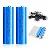 Akku 3.7V Li-Ion, NAVESO 2 Stück 3400mah 3.7 Volt Li-ion Akku Wiederaufladbarer, RC Button Top Akku Batterie mit Aufbewahrungsbox für Mikrofone Taschenlampen Kleinen Lüfter Türklingel