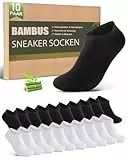 Effeet Bambus Sneaker Socken Herren Damen 10 Paar – Atmungsaktive Anti-Geruch Kurze Socken, Antibakterielle Sommer Sneakersocken Sportsocken Halbsocken Bambussocken, Schwarz Weiß 39-42