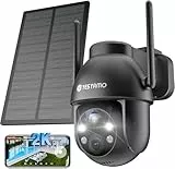 YESYAMO 2K 3MP Überwachungskamera Aussen Solar, 360° PTZ Kamera Aussen Akku, 2.4GHz Kabellos Überwachungskamera mit PIR Bewegungsmelder,2-Wege-Audio, Farb-Nachtsicht, IP65