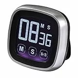 Xavax 95321 Digitaler Küchentimer, Touch-Funktion (Timer und Stoppuhr, magnetisch, bis 99 Min. 59 Sek., lauter Ton) Design Kurzzeitmesser, elektronische Eieruhr silber/schwarz