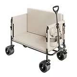 VEVOR Bollerwagen, Handwagen 250 kg Tragkraft, 2-in-1-Klappwagen, umwandelbar in eine Bank, Mehrzweckwagen mit verstellbarem Griff, Outdoor-Wagen für Lebensmitteleinkauf, Camping, Gartenarbeit