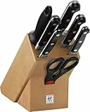 ZWILLING Professional S Messerblock, 8-teilig, Holzblock, Messer, Wetzstab, und Schere, Rostfreier Spezialstahl/Kunststoff-Griff mit Nieten, Schwarz [Made in Germany]
