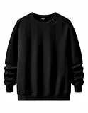 JMIERR Sweatshirt Herren Langarm Freizeit Pullover Rundhalsausschnitt Sweatshirts Winter Hoodies Loose Fit Schwarz L