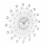 Relaxdays Wanduhr, glitzerndes Diamanten-Design, batteriebetrieben, Küchenuhr analog, Ø 50 cm, Wohnzimmeruhr, Silber