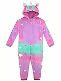 Harry Bear Einhorn Schlafanzug Mädchen | Fleece Overall Madchen | Onesie | Jumpsuit Schlafanzug Kinder | Mehrfarbig 140