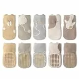 TootyTots 5 Paar rutschfeste Baumwollsocken mit Cartoon-Tiermotiven - Unisex Baby & Kleinkinder Socken für Jungen Mädchen, Atmungsaktive Crew Socken Für Alle Jahreszeiten​