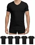 ALPIDEX Herren T-Shirts 5er Set V-Ausschnitt Männer Bussines Unterhemd Kurzarm Strech Shirt Baumwolle Basic Slim Fit, Größe:XL, Farbe:Black