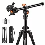 K&F CONCEPT O234A1 Kamerastativ mit Auslegearm,163cm Handy-Stativ, Tripod für unterwegs, Stativ für Smartphone mit Handyhalterung, Aluminium Reisestativ mit BH-36 Kugelkopf