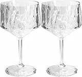 koziol Superglas Club No. 15, 2 Stück, 400 ml, Cocktail- und Gin-Glas mit Stiel aus kristallklarem Kunststoff, luxuriös, unzerbrechlich, wiederverwendbar, Party, Camping,2er Set