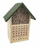 Dehner Natura Premium Insektenhotel Locarno, Insektenhaus / Nistkasten für Bienen/Schmetterlinge/Käfer, ca. 22.5 x 29 x 14 cm, Kiefernholz/Bambus, grün/natur