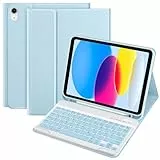 TQQ Hülle mit Tastatur für iPad A16 11 Generation 2025/10 Generation 2022(11/10.9 Zoll), Abnehmbare Kabellose Bluetooth Tastatur Schutzhülle für iPad 11. /10. Gen, QWERTZ Deutsches Layout