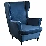 Mingfuxin Ohrensessel Überzug, 2-Teiliges Set Stretch Ohrensessel Kissen Sofa Schonbezüge, Samt Sessel-Überwürfe Flügel zurück Sesselbezüge Möbelschutz für Wohnzimmer Schlafzimmer Hotel