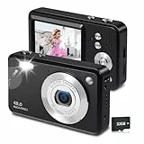 Digitalkamera 48MP 1080P FHD Kinderkamera mit 8X Digitalzoom Fotoapparat Tragbare Kompaktkamera mit 32GB Speicherkarte-Karte für Kinder Teenager Anfänger Geschenk