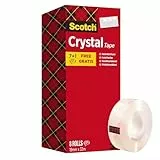 Scotch Crystal Klebeband, Transparent, Vorteilspack, 8 Rollen, 19mm x 33m - Allzweck-Klebeband für die Reparatur, Verschließen von Dokumenten