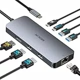 MOKIN USB C Docking Station Dual Monitor 8 IN 1 USB C Hub 2 HDMI, DisplayPort, Gigabit Ethernet, 100W PD Charging, 3 USB A/C 3.0 Ports, Laptop Docking Station für MacBook/Dell/HP/Lenovo/Surface