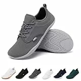 Geweo Barfußschuhe Herren Damen Sommer Bequeme Barfuss Schuhe Sneaker Breite Laufschuhe Straßenlaufschuhe Leicht Sports Fitness Schuhe Barefoot Shoes Bequem Turnschuhe Frauen Männer, Grau 37 EU