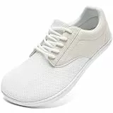 JUEQIBAA Sneaker Herren Schuhe Breite Füße Weit Zehenschuhe Zero-Drop Sohle Turnschuhe Atmungsaktiv Laufschuhe Barfusslaufschuhe Weiß EU 45
