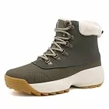 TIAROOTT Winter Barfußschuhe Warm Gefüttert Winterschuhe für Damen, Wasserdicht Knöchelhohe Winterstiefel, Warm Schneestiefel mit rutschfest Sohle, Grün,Gr.40