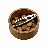 Kesper | Nussschale mit Nussknacker, Material: Bambus, Edelstahl, Maße: Ø 17 cm/Höhe: 7 cm, Stärke: 11 mm, Farbe: Braun, Silber | 59822