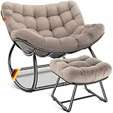 KESSER® Schaukelstuhl für drinnen & draußen ergonomischer Schaukelsessel | maximale Belastung von 120kg Relaxsessel mit Rutschfesten Füßen, Witterungsbeständig (Taupe, XXL Chillexer Pro)