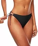Navneet Damen Bikini Hose String Bikinis High Waist Sexy Bikinihose Tanga Brazilian Bikini Bottom Bademode Swimsuits Schwarz M