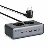 TESSAN Mehrfachsteckdose mit USB, 6 in 1 Steckdosenleiste Überspannungsschutz, 4000W Steckerleiste mit Schalter, GaN PD 65W USB C Schnellladen, 1,5m Verlängerungskabel, für Handy, Tablet, Laptop