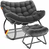 KESSER® Schaukelstuhl mit Fußstütze für drinnen & draußen ergonomischer Schaukelsessel | max. Belastung 120kg Relaxsessel rutschfeste Füße, Witterungsbeständig | Ideal für Balkon, Garten & Wohnzimmer