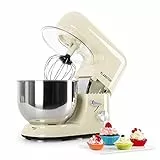 Klarstein Küchenmaschine, Knetmaschine mit 5L Schüssel, 1800W Profi Küchenmaschine mit Knethaken und Schneebesen, Universal Küchenmaschine mit 6 Stufen, Teigmaschine zum Rühren, Kneten und Aufschlagen