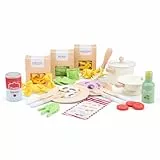 Woet® Holzspielzeug Pasta Set für Kinder - Mit Töpfen, Pfannen und Filznudeln - Zubehör für Kinderküche - Ab 3 Jahren