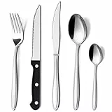 Hunnycook Besteck Set 6 Personen, 30-teiliges Besteck Set mit Steakmesser, Elegantes Premium Edelstahl Besteckset mit Messer Gabel Löffel für Haus/Restaurant/Party, Spülmaschinenfest