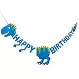 BESTOYARD Dinosaurier Happy Birthday Banner Bunting Geburtstag Dinosaurier Theme Partydekorationen Dinosaurier Fans Supplies (Blau)