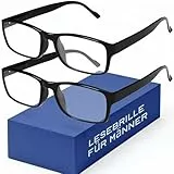 Gaoye 2er-Pack Lesebrillen +1 – Blaulichtfilter, UV-Schutz – Lesebrillen mit rechteckigen Fassungen