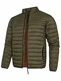 Indicode Herren Islington leichte Steppjacke in Daunenjacken-Optik | Übergangsjacke Regenjacke Army, S