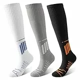 ZASFOU Socken Herren Damen Fußballsocken Jugendliche Sportsocken Laufsocken Kompressionsstrümpfe Kniestrümpfe Gepolstert Thermosocken 3 Paar Geschenk für Männer