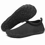 Mishansha Herren Damen Badeschuhe Atmungsaktiv Schnell Trocknend Aquaschuhe Unisex Sommer Wasserschuhe für Outdoor Sports, Schwarz 45 EU