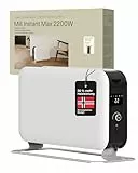 Mill Elektro Heizkörper 2200W, Konvektor Heizung elektrisch 26-30m², freistehende Elektroheizung, leise elektrische Heizung, LED Elektroheizkörper mit Timer, Electric Heater Heizgeräte für Innenräume