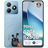 OSCAL Flat 2 Handy Ohne Vertrag, Android 15, 12GB+128GB/2TB TF Handy Günstig, 6.56'' HD+ 90Hz Smartphone Ohne Vertrag, 13MP+8MP, 5000mAh, Dual SIM/OTG/GPS/Fingerabdruck/Gemini AI/2 Jahre Garantie